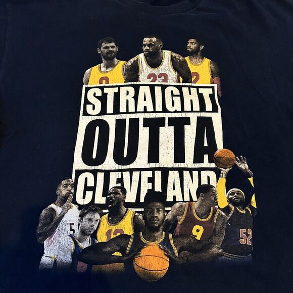 Lebron James Straight Outta Cleveland NBA Champions Rap Tee Style T Shirt Size M - Picture 3 of 8